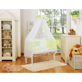 Bedside cot with mattress and bedding set Little Prince/Princess green