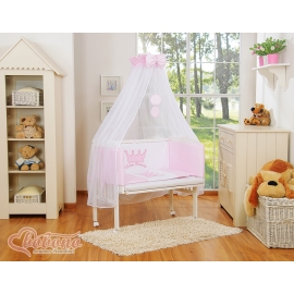 Bedside cot with mattress and bedding set Little Prince/Princess pink