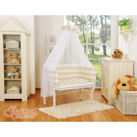 Bedside cot with mattress and bedding setBasic elephants beige