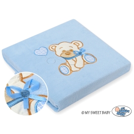 Blue Polar fleece blanket for Baby Boy- Bear with bow