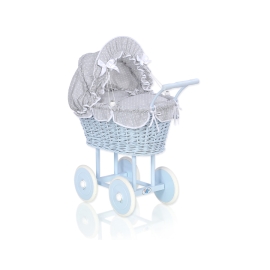 Blue Wicker Stroller Doll pram -535