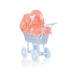 Blue Wicker Stroller Doll pram -761