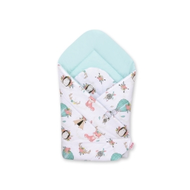 BNewborn Swaddle Blanket Wrap  - foxes beige/mint