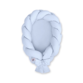 Braided babynest Blue Knot Bumper & Mattress 2 in 1- Blue