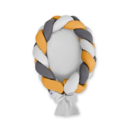 Braided babynest Knot Bumper & Mattress 2 in 1 - gray-honey yellow-anthracite