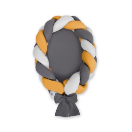 Braided babynest Knot Bumper & Mattress 2 in 1 - gray-honey yellow-anthracite