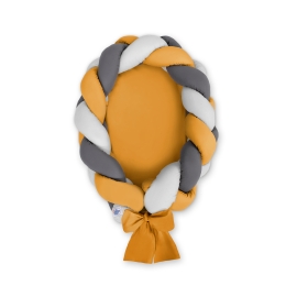 Braided babynest Knot Bumper & Mattress 2 in 1 - gray-honey yellow-anthracite