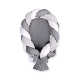 Braided babynest Knot Bumper & Mattress 2 in 1 - white-gray- anthracite