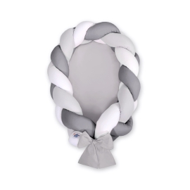 Braided babynest Knot Bumper & Mattress 2 in 1 - white-gray- anthracite