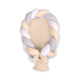 Braided babynest Knot Bumper & Mattress 2 in 1 - white-gray-beige