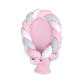 Braided babynest Knot Bumper & Mattress 2 in 1 - white-gray-pink