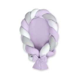 Braided babynest Knot Bumper & Mattress 2 in 1 - white-lilac-gray
