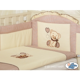 Cot Bed Bumper 140cm- Bear with Bow brown