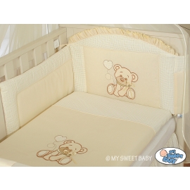 Cot Bed Bumper 140cm- Bear with Bow cream
