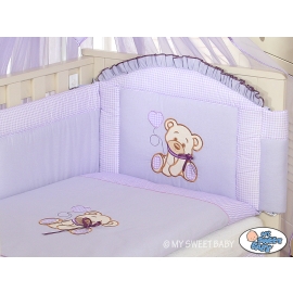Cot Bed Bumper 140cm- Bear with Bow lilac