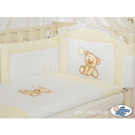 Cot Bed Bumper 140cm- Bear with Bow white