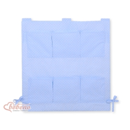 Cot tidy- blue with white polka dots
