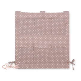 Cot tidy- braunwith white dots