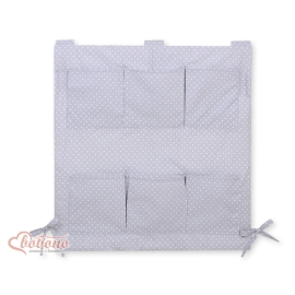 Cot tidy- Gray with white polka dots