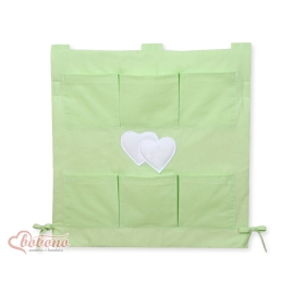 Cot tidy organiser for Cot Bed - Hanging Hearts green