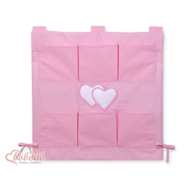 Cot tidy organiser for Girl - Hanging Hearts pink