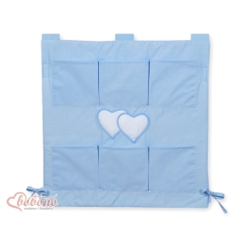 Cot tidy organiser - Hanging Hearts blue