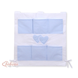 Cot tidy organiser - Hanging Hearts blue checkered