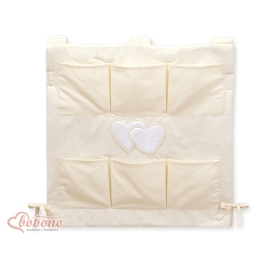 Cot tidy organiser - Hanging Hearts cream