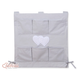 Cot tidy organiser - Hanging Hearts Gray