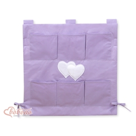 Cot tidy organiser - Hanging Hearts lilac