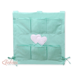 Cot tidy organiser - Hanging Hearts mint