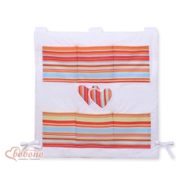 Cot tidy organiser - Hanging Hearts orange stripes