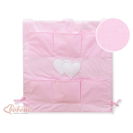 Cot tidy organiser - Hanging Hearts pink stripes