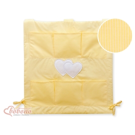 Cot tidy organiser - Hanging Hearts yellow stripes