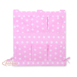 Cot tidy- pink with dots