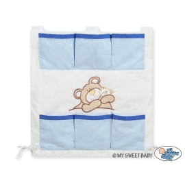 Cot tidy- Teddy Bear Barnaba blue