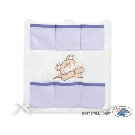 Cot tidy- Teddy Bear Barnaba lilac