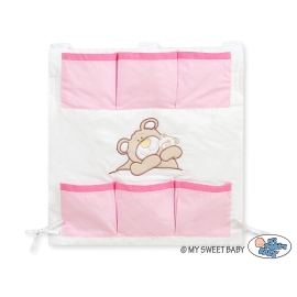 Cot tidy- Teddy Bear Barnaba pink