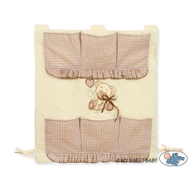 Cot tidy- Teddy Bear with bow brown