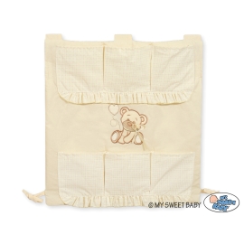 Cot tidy- Teddy Bear with bow cream