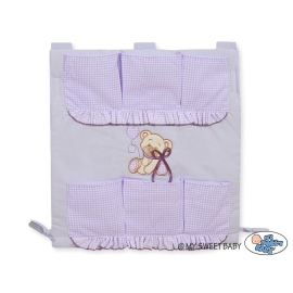 Cot tidy- Teddy Bear with bow lilac