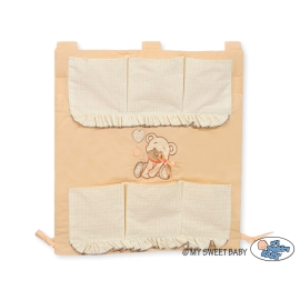 Cot tidy- Teddy Bear with bow peach