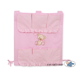 Cot tidy- Teddy Bear with bow pink