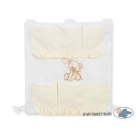 Cot tidy- Teddy Bear with bow white