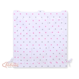 Cot tidy- white with Gray-pink stars