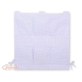 Cot tidy- white with navy blue dots