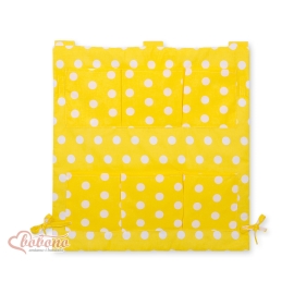 Cot tidy- yellow with dots