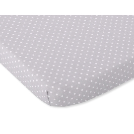 Cotton Baby Cot Sheet 140x70cm white polka dots on Gray