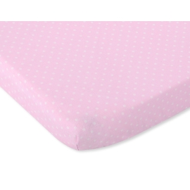 Cotton Baby Cot Sheet 140x70cm white polka dots on pink