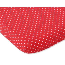 Cotton Baby Cot Sheet 140x70cm white polka dots on red